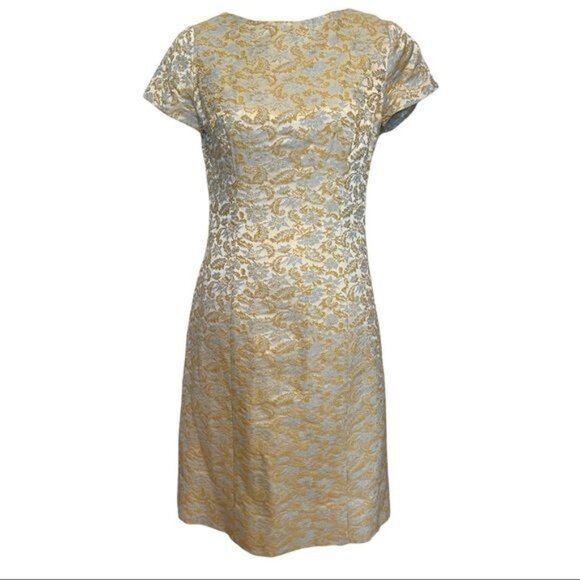 HENRY LEE 1960's Vintage Brocade Cocktail Wiggle Dress - Picture 1 of 10
